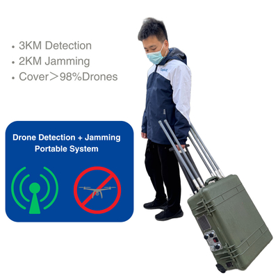 LZ335 Przenośny dron 3km Detekcja i 2km System zakłócania FPV Drone Jammer Zintegrowany