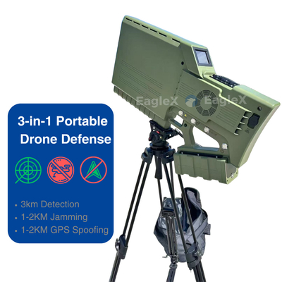 Przenośny GPS Spoofing Drone Jammer z wykrywaniem i zakłócaniem, 3-w-1 Przenośny Drone Defence Device Przenośny FPV Drone Jammer